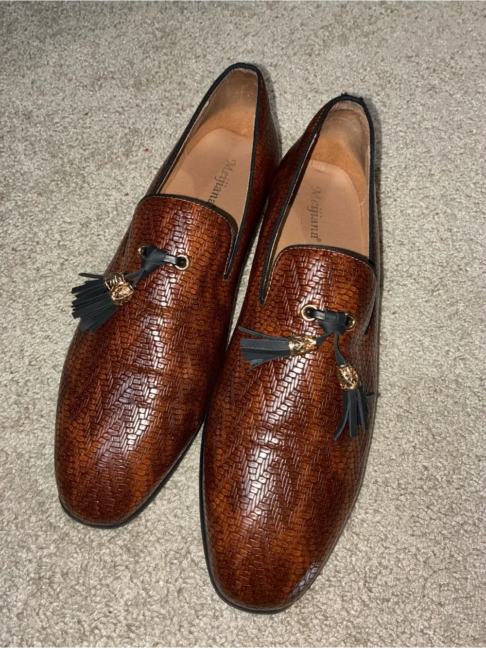 Amazon Men's Woven Tassel Slip-On Loafers in Brown
